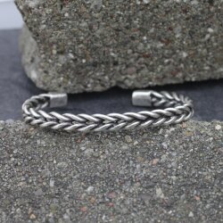 Silver cuff Bracelet twisted woven