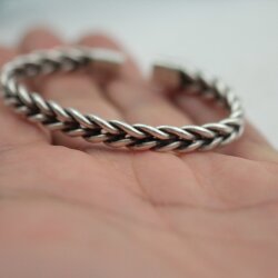 Silver cuff Bracelet twisted woven