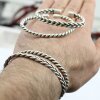 Silver cuff Bracelet twisted woven