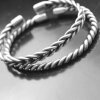 Silver cuff Bracelet twisted woven