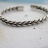 Silver cuff Bracelet twisted woven