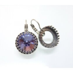 Ohrring Fassung fr 14 mm Rivoli Swarovski Stein altsilber