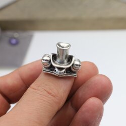 Frosch mit Zylinder Ring Silber Unisex Froschkönig Fabelwesen
