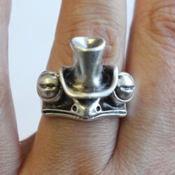 Frosch mit Zylinder Ring Silber Unisex Froschkönig Fabelwesen