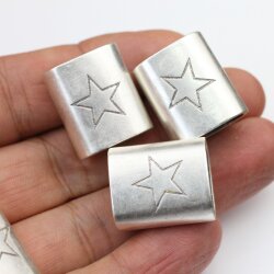 5 Zwischenstücke für Schlüsselanhänger mit Stern DIY Segelseil, Leder Schlüsselanhänger altsilber
