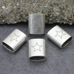 5 Zwischenstücke für Schlüsselanhänger mit Stern DIY Segelseil, Leder Schlüsselanhänger altsilber