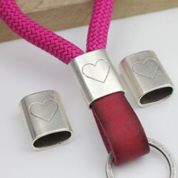5 Antique Silver End cap with engraving Heart Keychain...