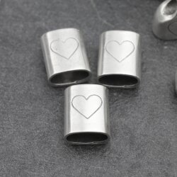 5 Antique Silver End cap with engraving Heart Keychain...