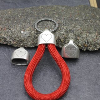 1 Endkappe fr Schlsselanhnger mit Heart, altsilber