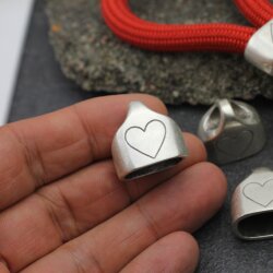 1 Endkappe für Schlüsselanhänger mit Heart, altsilber