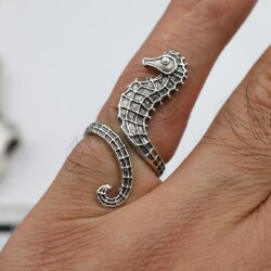 Seahorse Ring Seaanimal Silver Unisex