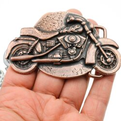 Gürtelschnalle Motorrad, Buckle Wechselschließe Gürtelschließe 40mm altkupfer