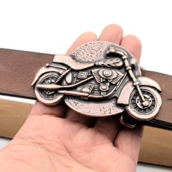 Gürtelschnalle Motorrad, Buckle Wechselschließe Gürtelschließe 40mm altkupfer