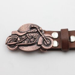 Gürtelschnalle Motorrad, Buckle Wechselschließe Gürtelschließe 40mm altkupfer