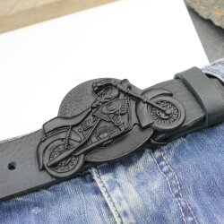 Gürtelschnalle Motorrad, Buckle Wechselschließe Gürtelschließe 40mm matt Schwarz