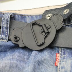 Gürtelschnalle Motorrad, Buckle Wechselschließe Gürtelschließe 40mm matt Schwarz