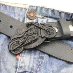 Gürtelschnalle Motorrad, Buckle Wechselschließe Gürtelschließe 40mm matt Schwarz