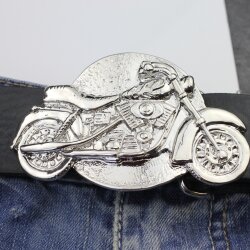 Gürtelschnalle Motorrad, Buckle Wechselschließe Gürtelschließe 40mm Rhodium