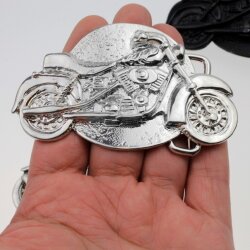 Gürtelschnalle Motorrad, Buckle Wechselschließe Gürtelschließe 40mm Rhodium