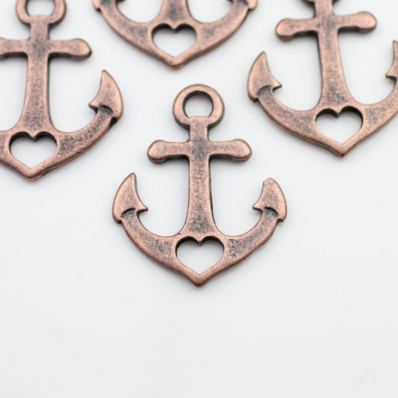 10 Herzchen Anker Anhänger, liebe glaube hoffnung anhänger altkupfer, 3