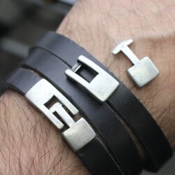 5 Haken Verschlüsse für Lederarmband Rustikal Silber