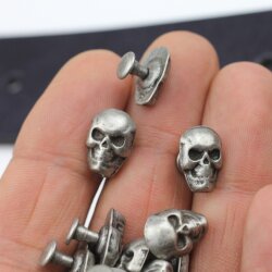 10 Totenkopf Nieten, Ziernieten, Silber Nieten Rustikal Silber