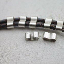 10 Rustic Silver Double Hole Crimp Beads Connectors16x6...