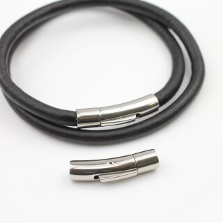1 Edelstahl Hebeldruckverschluss fr 5 mm Lederarmband
