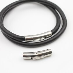 1 Edelstahl Hebeldruckverschluss für 5 mm Lederarmband