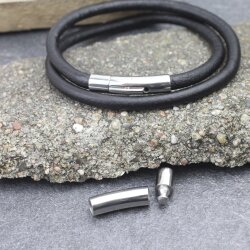 1 Edelstahl Hebeldruckverschluss für 5 mm Lederarmband