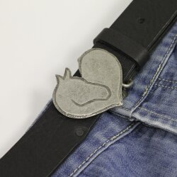 Rustic Silver Heart horse head Belt Buckle