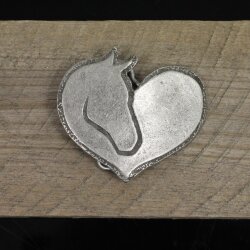 Rustic Silver Heart horse head Belt Buckle