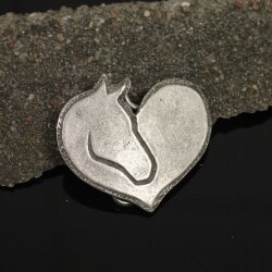 Rustic Silver Heart horse head Belt Buckle