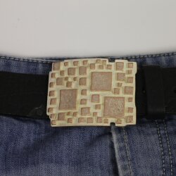 Roseperlmutt Belt Buckle With Stone Pattern