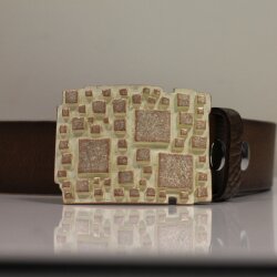 Roseperlmutt Belt Buckle With Stone Pattern