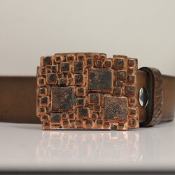 Rustic Copper Belt Buckle With Stone Pattern