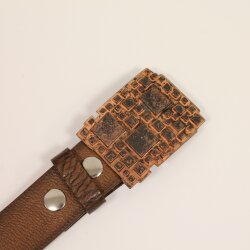 Rustic Copper Belt Buckle With Stone Pattern