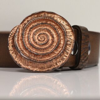 Rustic Copper Snail fossil Belt buckle