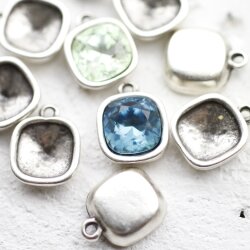 10 Antique Silver Pendants setting for Swarovski 4470 -10...