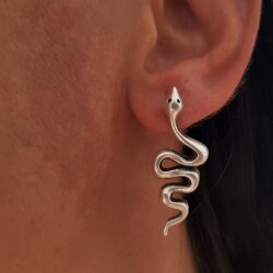 Snake stud earrings, antique silver 5 Pairs