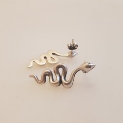 Snake stud earrings, antique silver 5 Pairs