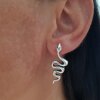 Snake stud earrings, antique silver 5 Pairs