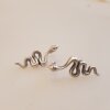 Snake stud earrings, antique silver 5 Pairs