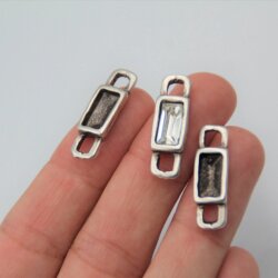 10 Pendants setting for Baguette 10x5 mm, Antique Silver