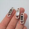 10 Pendants setting for Baguette 10x5 mm, Antique Silver