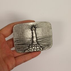 Rustic Silver Belt buckle light house