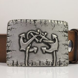 Rustic Silver Belt buckle double anchor