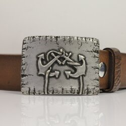 Rustic Silver Belt buckle double anchor