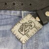 Rustic Silver Belt buckle double anchor