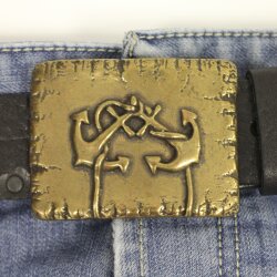 Antique Brass Belt buckle double anchor